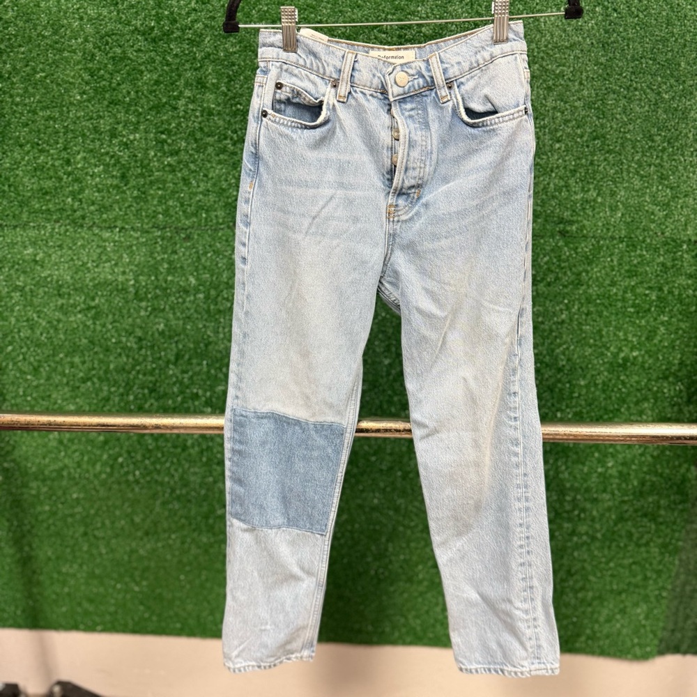 Reformation Light Blue Patchwork Jeans - image 1